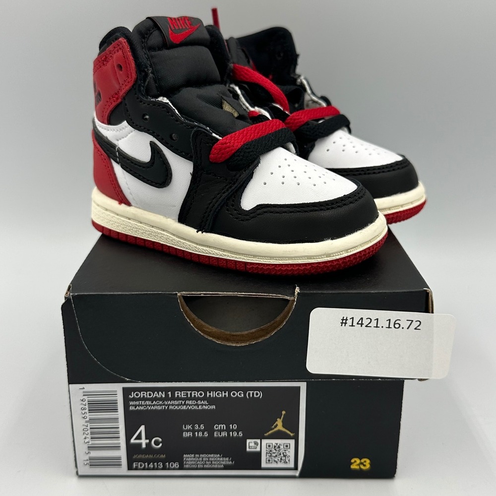 [FD1413-106] Air Jordan 1 Retro High OG Toddler 'Black Toe‎ Reimagined' *NEW* 4C